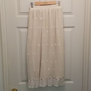 Cream colored lace tulle long skirt